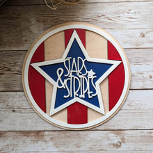 Load image into Gallery viewer, patriotic decor, interchangeable decor, patriotic tiered tray