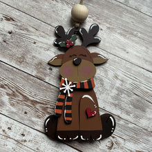 Load image into Gallery viewer, Hand-Painted Sitting Reindeer Ornament | Christmas Tree Decor | Festive Holiday Keepsake