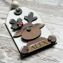 Load image into Gallery viewer, Hand-Painted Reindeer Tag - Personalized