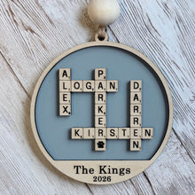 Load image into Gallery viewer, personalized family ornament, family name ornament, custom Christmas ornament, family name tile ornament, personalized wooden ornament, custom name ornament, family keepsake, established year ornament, family Christmas gift, farmhouse Christmas décor, personalized holiday décor, custom family gift, pet paw print ornament, Christmas tree decoration,