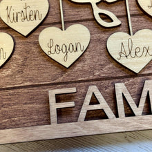 Load image into Gallery viewer, Personalized Hanging Hearts Framed Sign - Custom Sign