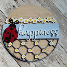 Load image into Gallery viewer, This insert is perfect for spring and summer decorating, featuring bright daisies and a cheerful ladybug design.