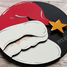 Load image into Gallery viewer, fun Santa BELIEVE interchangeable sign insert for cozy farmhouse Christmas decorating