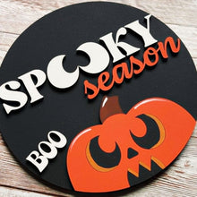 Load image into Gallery viewer, pumpkin Halloween interchangeable sign insert for cozy farmhouse fall decorating