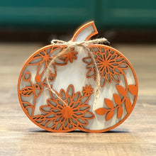 Load image into Gallery viewer, Chunky Wood Pumpkins – Fall Tiered Tray & Tabletop Décor - Large - Leaves