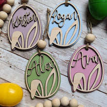 Load image into Gallery viewer, personalized easter tag, easter bunny tag, personalized easter ornament, kid easter tag, basket tag