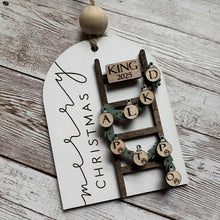 Load image into Gallery viewer, Personalized 2025 Family Ornament – Ladder, Garland & Initials | Custom Christmas Keepsake | Hand-Painted Family Tree Ornament