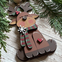 Load image into Gallery viewer, Hand-Painted Sitting Reindeer Ornament | Christmas Tree Decor | Festive Holiday Keepsake
