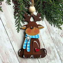 Load image into Gallery viewer, Hand-Painted Sitting Reindeer Ornament | Christmas Tree Decor | Festive Holiday Keepsake