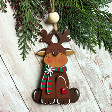 Load image into Gallery viewer, Hand-Painted Sitting Reindeer Ornament | Christmas Tree Decor | Festive Holiday Keepsake