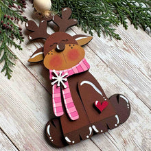 Load image into Gallery viewer, Hand-Painted Sitting Reindeer Ornament | Christmas Tree Decor | Festive Holiday Keepsake