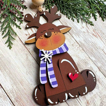 Load image into Gallery viewer, Hand-Painted Sitting Reindeer Ornament | Christmas Tree Decor | Festive Holiday Keepsake