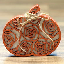 Load image into Gallery viewer, Chunky Wood Pumpkins – Fall Tiered Tray & Tabletop Décor - Small - Roses