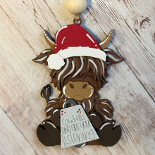 Load image into Gallery viewer, Hand-Painted Highland Cow Christmas Ornament