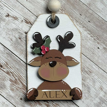 Load image into Gallery viewer, Hand-Painted Reindeer Tag - Personalized