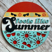 Load image into Gallery viewer, Hand-painted “Feels Like Summer” insert for interchangeable frames, adding warm, carefree seasonal décor.