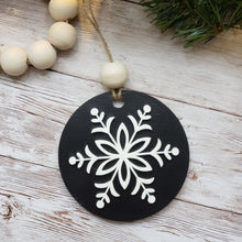 Load image into Gallery viewer, Hand-Painted Christmas Holiday Ornaments - Snowflake - Black or Natural