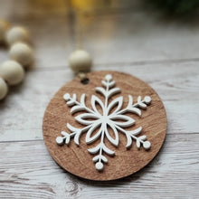Load image into Gallery viewer, Hand-Painted Christmas Holiday Ornaments - Snowflake - Black or Natural