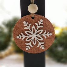 Load image into Gallery viewer, Hand-Painted Christmas Holiday Ornaments - Snowflake - Black or Natural