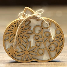 Load image into Gallery viewer, Chunky Wood Pumpkins – Fall Tiered Tray &amp; Tabletop Décor - Small - Floral "Bubbles"
