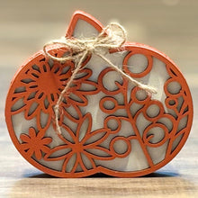 Load image into Gallery viewer, Chunky Wood Pumpkins – Fall Tiered Tray &amp; Tabletop Décor - Small - Floral "Bubbles"

