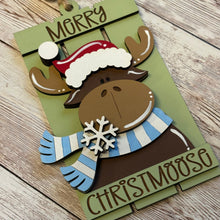 Load image into Gallery viewer, Wooden moose Christmas ornament
Layered wooden Christmas decorations
Funny moose Christmas ornament
Christmas ornament with Santa hat
Woodland animal Christmas décor
Whimsical farmhouse Christmas ornaments
Unique Christmas gifts for moose lovers
Pun-themed Christmas tree ornaments
