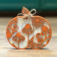 Load image into Gallery viewer, Chunky Wood Pumpkins – Fall Tiered Tray &amp; Tabletop Décor - Large - Flowers
