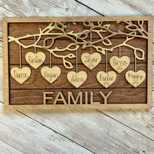 Load image into Gallery viewer, Personalized Hanging Hearts Framed Sign - Custom Sign
