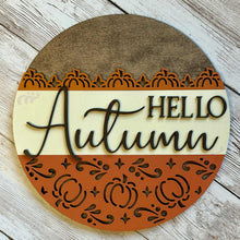 Load image into Gallery viewer, Hand-painted Pumpkin insert for interchangeable frames featuring cheerful autumn pumpkins.
