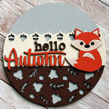 Load image into Gallery viewer, cute fox fall interchangeable sign insert for whimsical autumn farmhouse decorating
