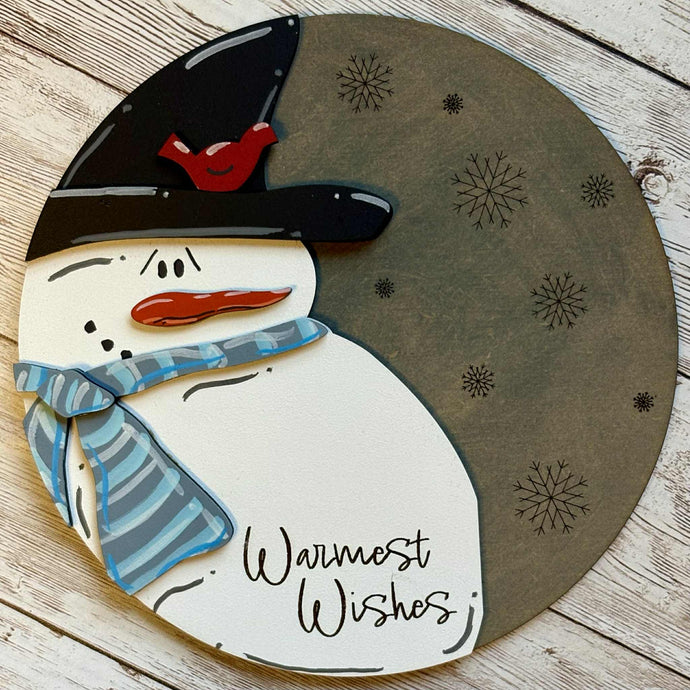 Hand-painted Snowman insert for interchangeable frames featuring a cheerful winter design.