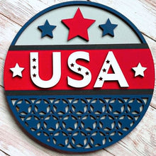 Load image into Gallery viewer, Red white and blue interchangeable frame insert for patriotic farmhouse decor

