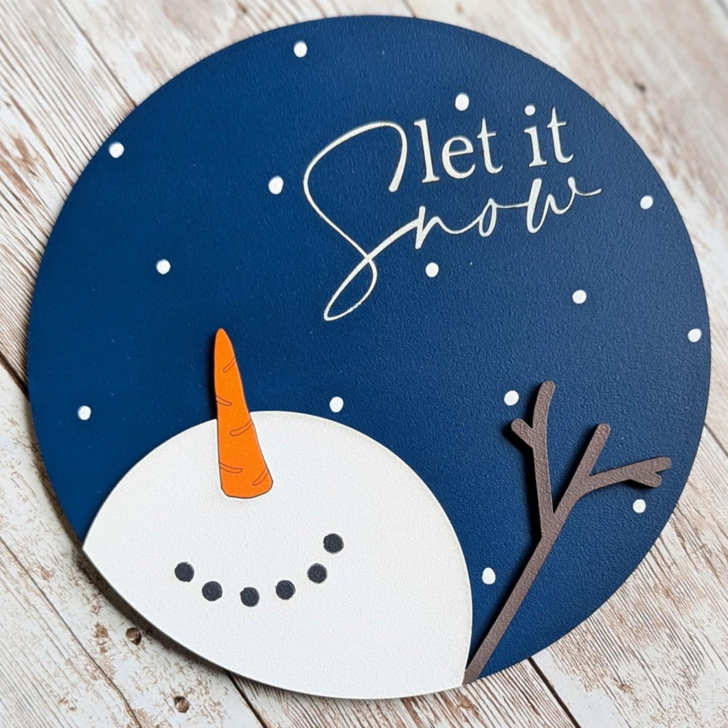 interchangeable decor, interchangeable frame, snowman decor, let it snow insert