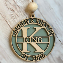 Load image into Gallery viewer, Personalized couple’s Christmas ornament
Personalized Christmas ornament with last name and initial
Personalized keepsake ornament for a wedding anniversary
