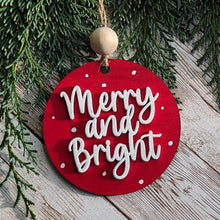 Load image into Gallery viewer, Hand-Painted Christmas Ornament - Merry &amp; Bright
