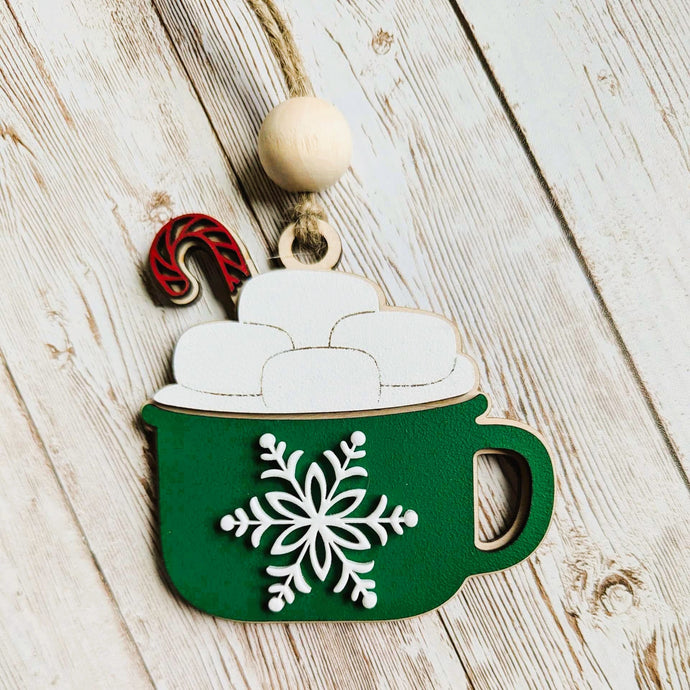 hot cocoa mug ornament, christmas ornament