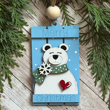 Load image into Gallery viewer, Hand-Painted Pallet Ornaments - Polar Bear, Penquin or Snowman

