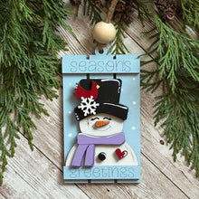 Load image into Gallery viewer, Hand-Painted Pallet Ornaments - Polar Bear, Penquin or Snowman
