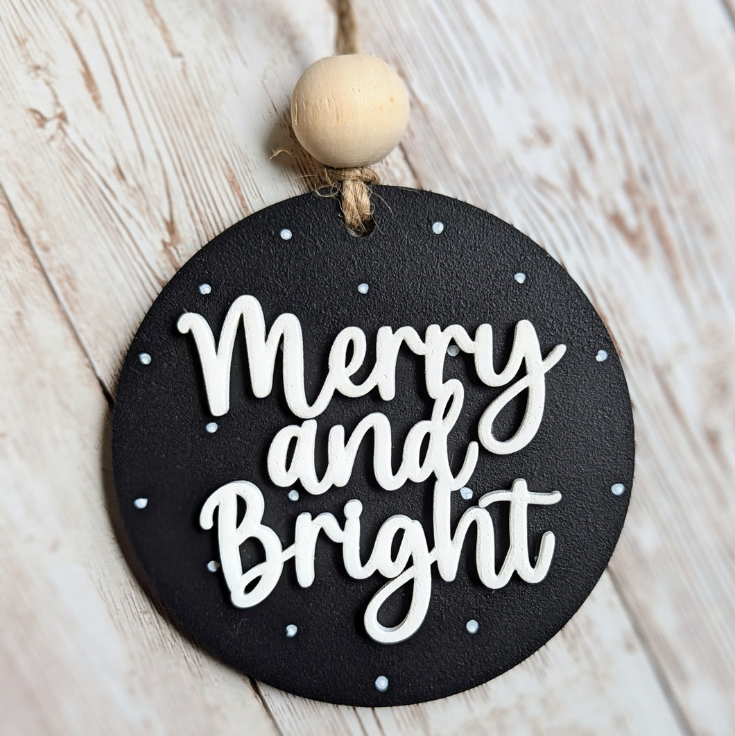 Hand-Painted Christmas Ornament - Merry & Bright