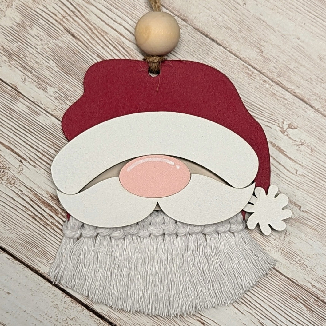 Hand-Painted Ornament - Macrame Santa