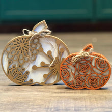 Load image into Gallery viewer, Chunky Wood Pumpkins – Fall Tiered Tray &amp; Tabletop Décor - Small - Swirl
