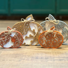 Load image into Gallery viewer, Chunky Wood Pumpkins – Fall Tiered Tray &amp; Tabletop Décor - Small - Roses

