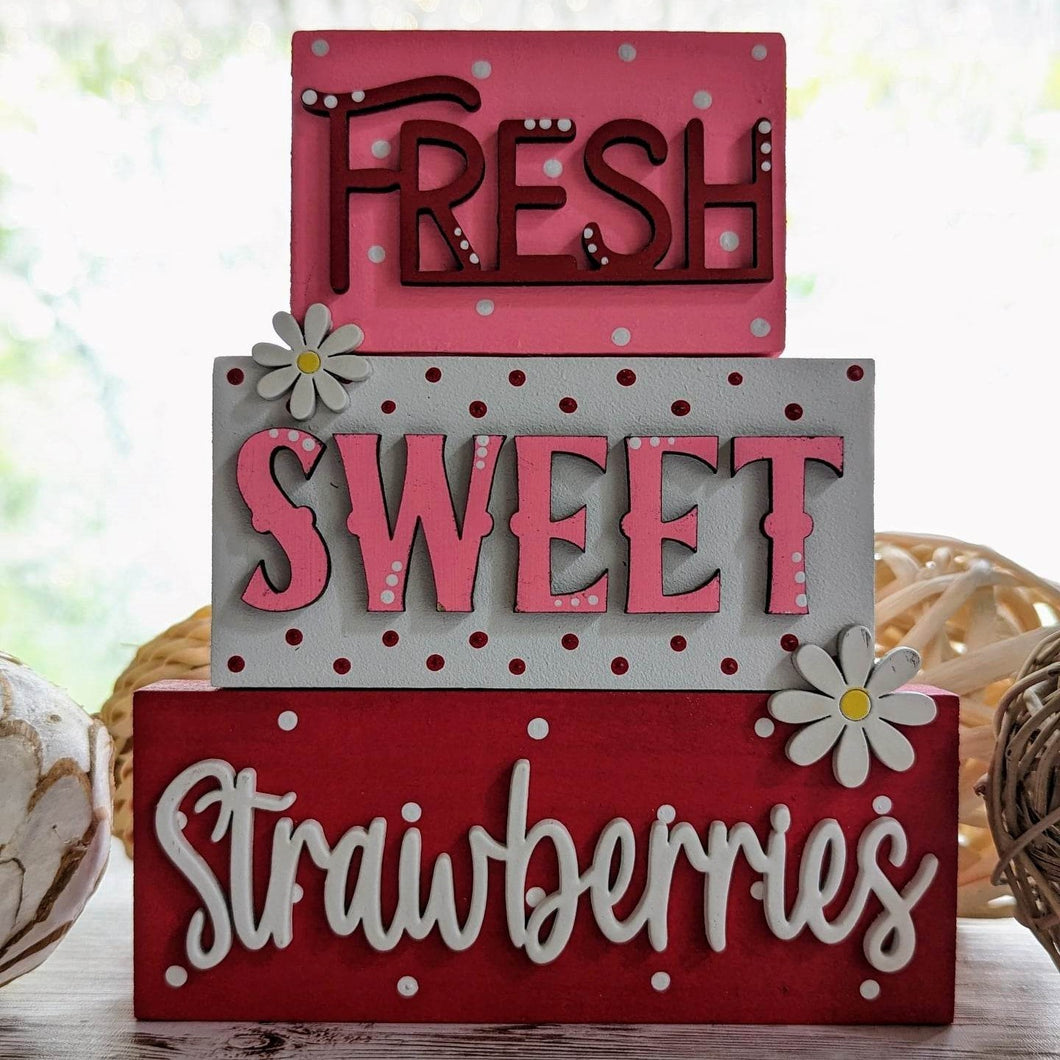 strawberry decor, tiered tray decor