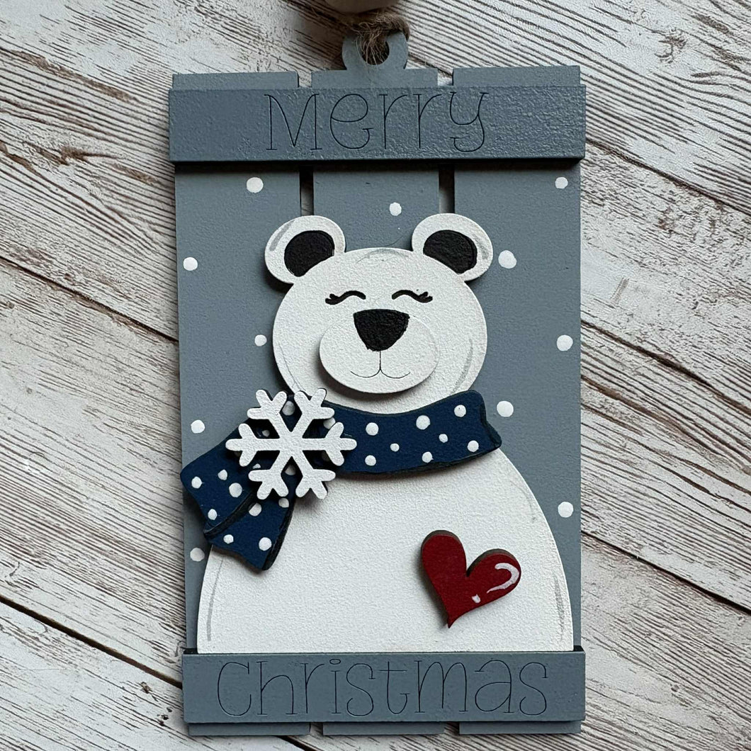 Hand-Painted Pallet Ornaments - Polar Bear