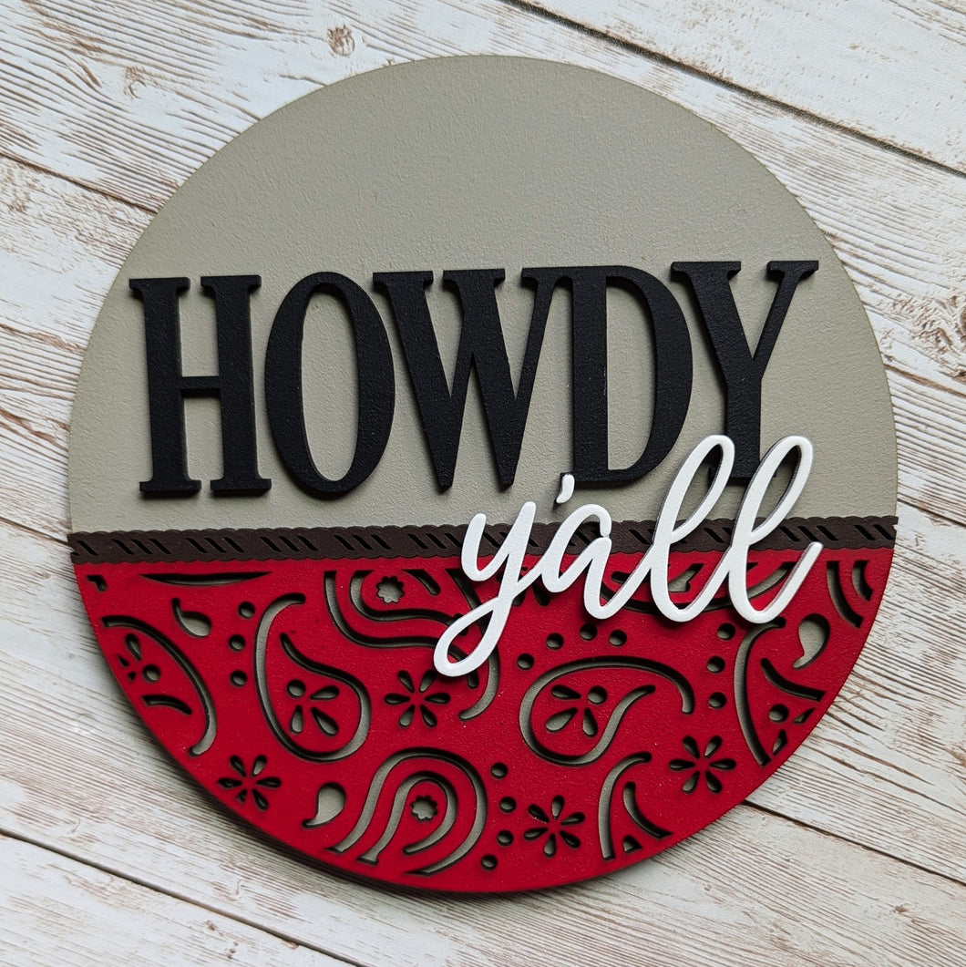 Interchangeable decor, cowboy decor, howdy y'all, paisley