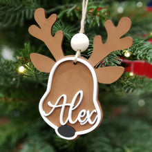 Load image into Gallery viewer, personalized child ornament, personalized reindeer ornament, personalized kid ornament
