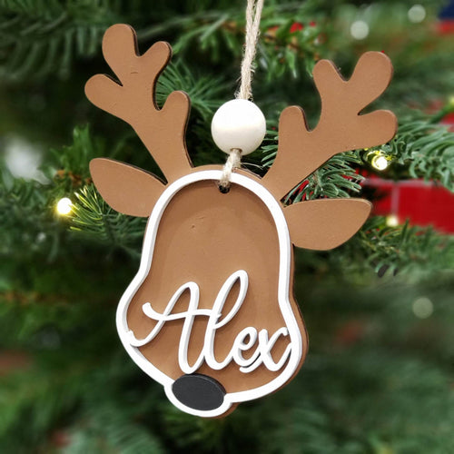 personalized child ornament, personalized reindeer ornament, personalized kid ornament